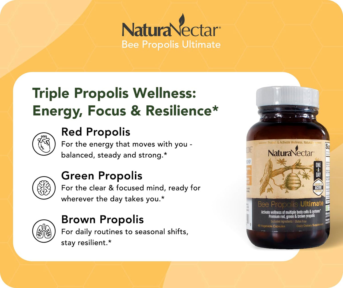 NaturaNectar capsules de propolis avec étiquette certifiée NSF