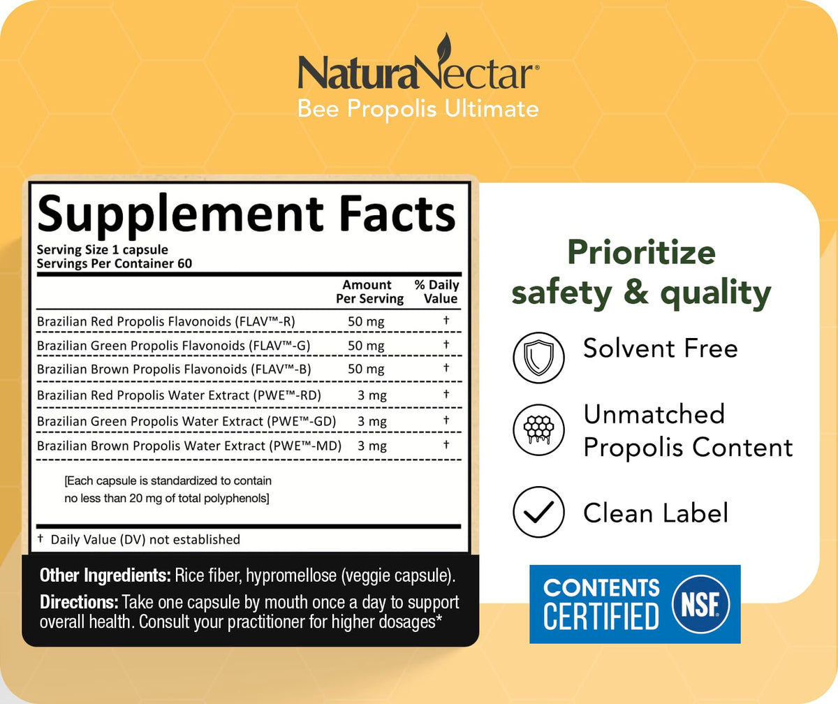 NaturaNectar capsules de propolis montrant la texture de la capsule