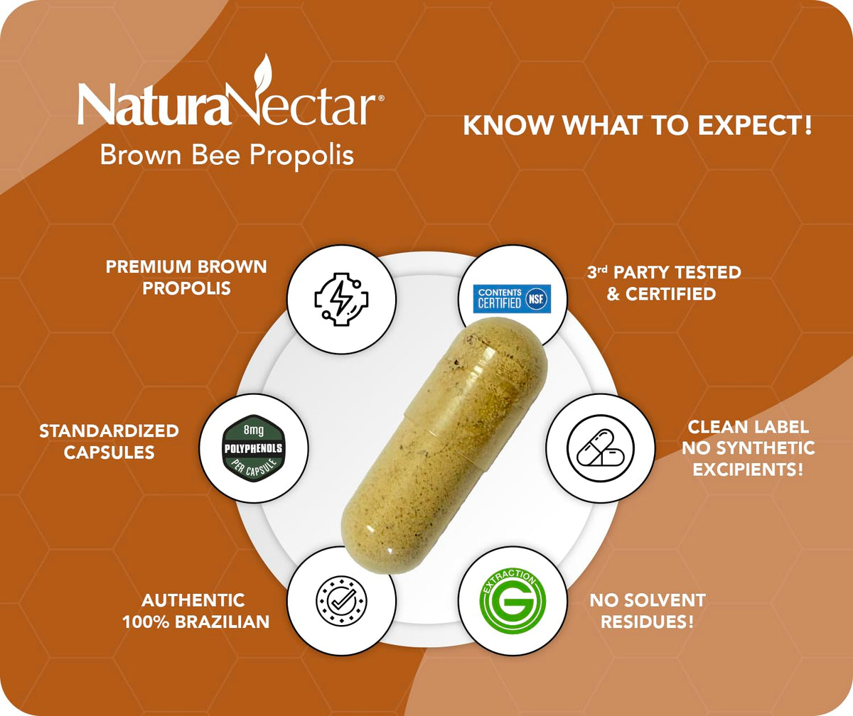 NaturaNectar Propolis Brun Brésilien capsules avec des abeilles