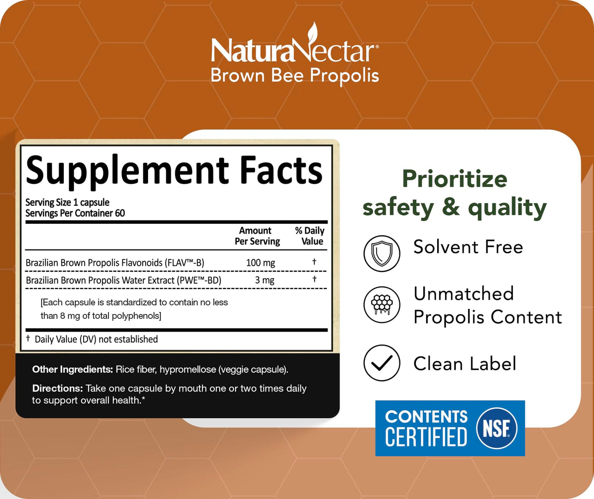 NaturaNectar Propolis Brun Brésilien capsules ouvertes