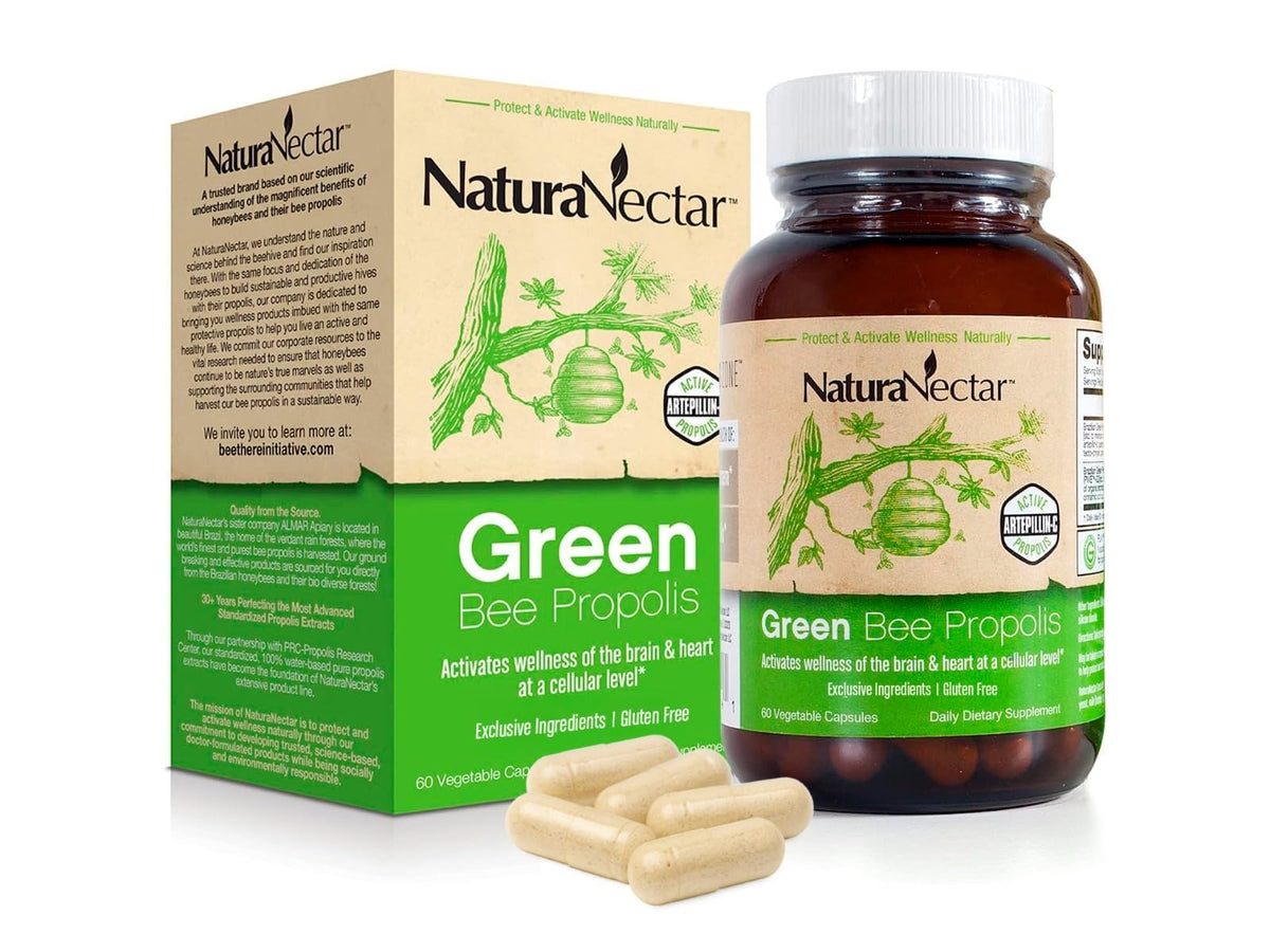 NaturaNectar Propolis Verte Brésilienne gélules 60 pièces, vue de face