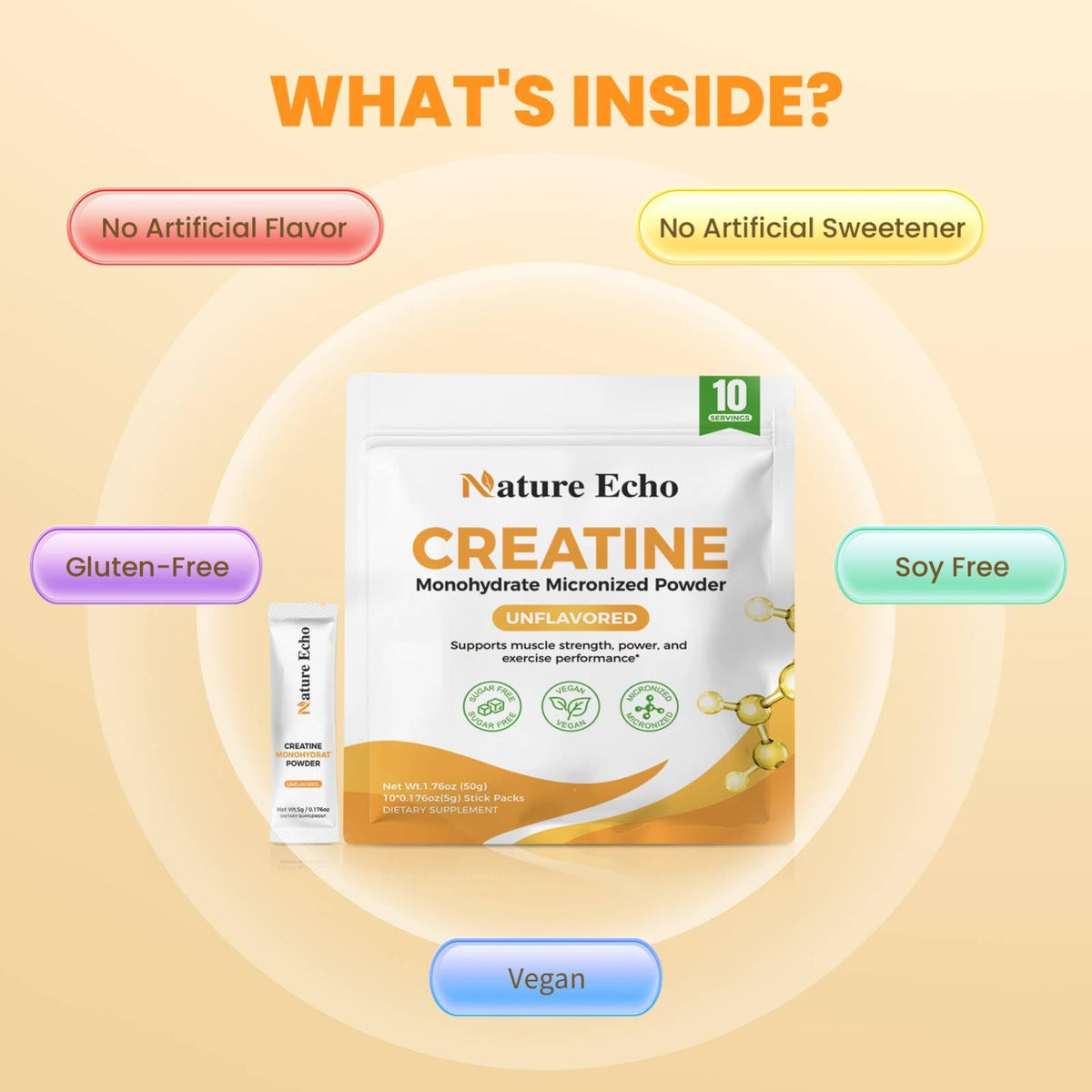 Nature Echo créatine monohydrate micronisée en sachets prêts à l'emploi