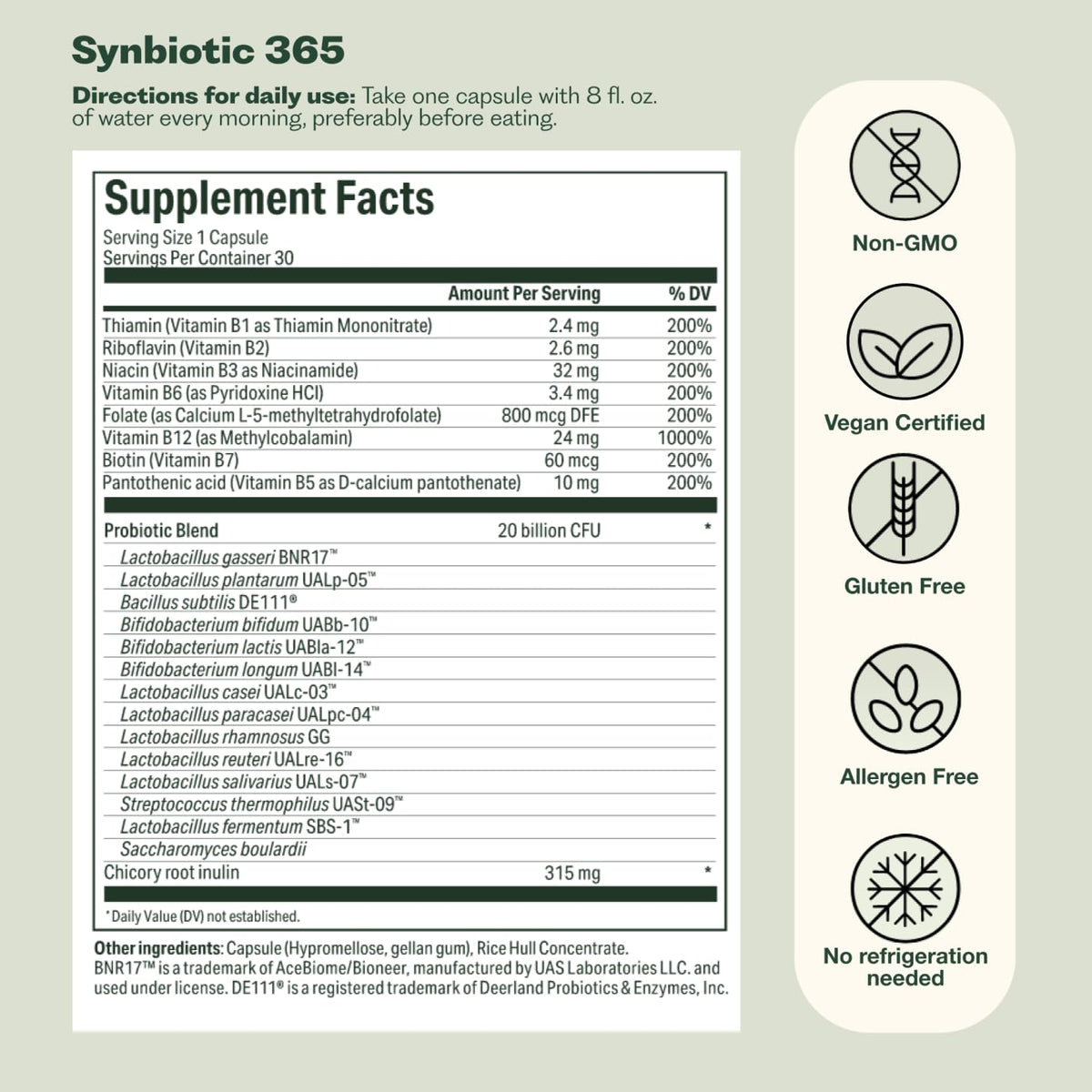Nature M.D. Synbiotic 365 complément alimentaire sur un fond neutre