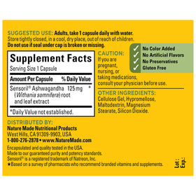 Nature Made Ashwagandha 125 mg capsules ouvertes
