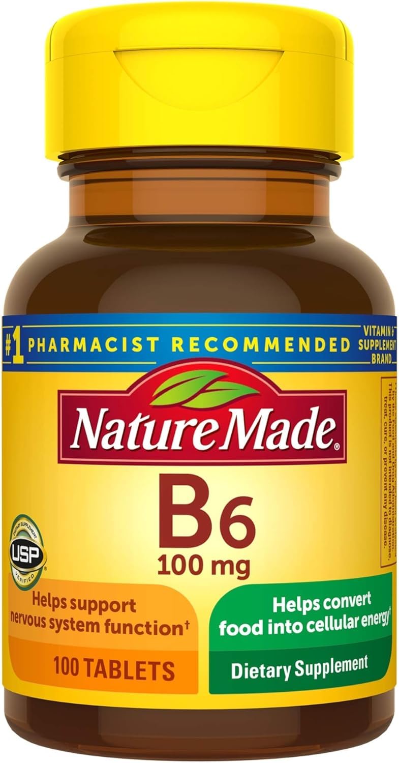 Nature Made B6 100 mg comprimés vue avant du flacon