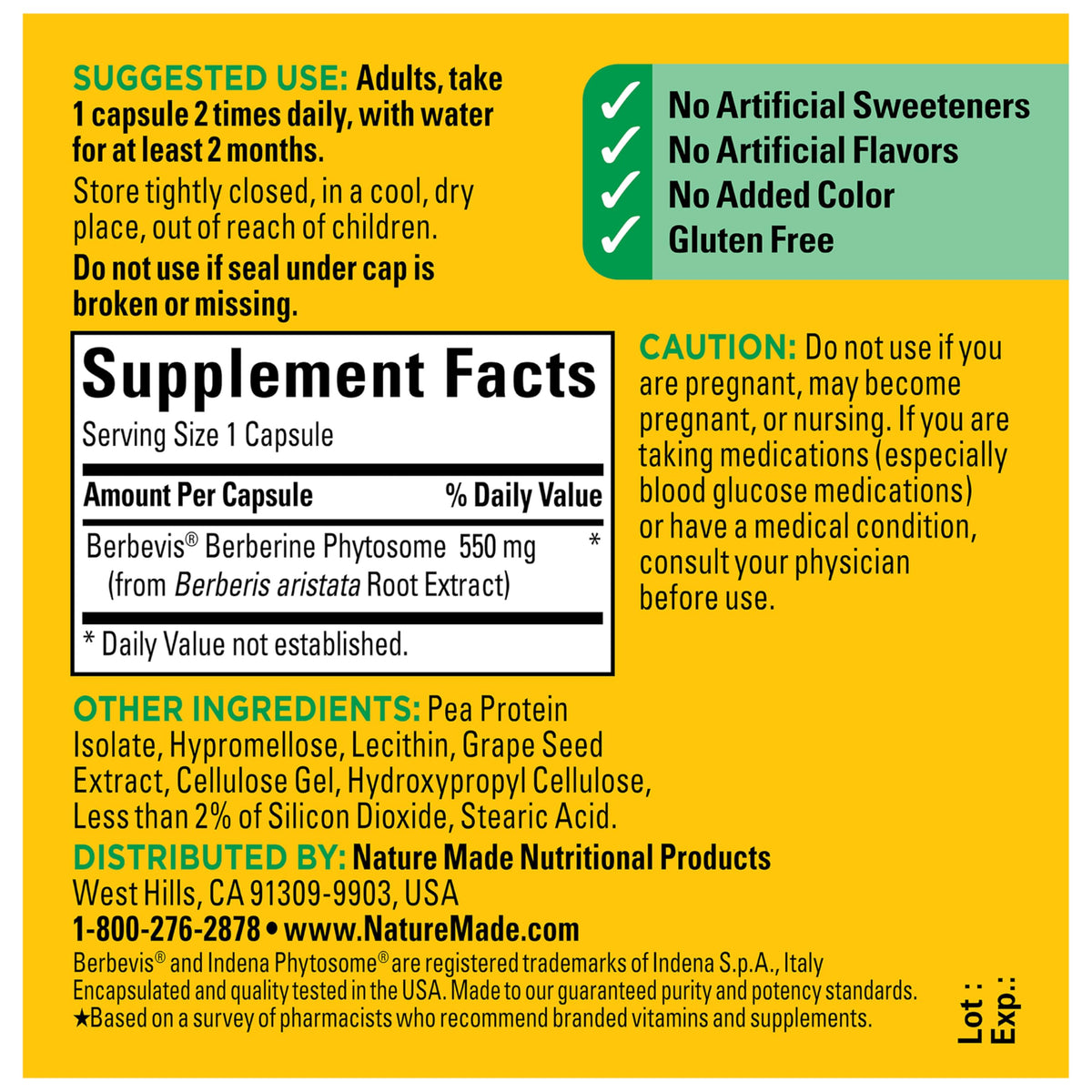 Nature Made Berberine Phytosome ingredient list