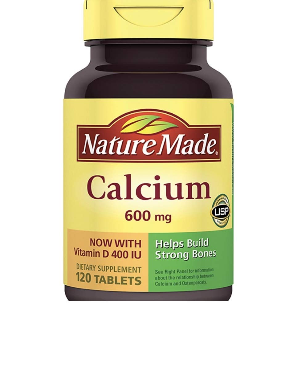 Nature Made Calcium 600 mg avec Vitamine D 120 comprimés, vue de l'emballage