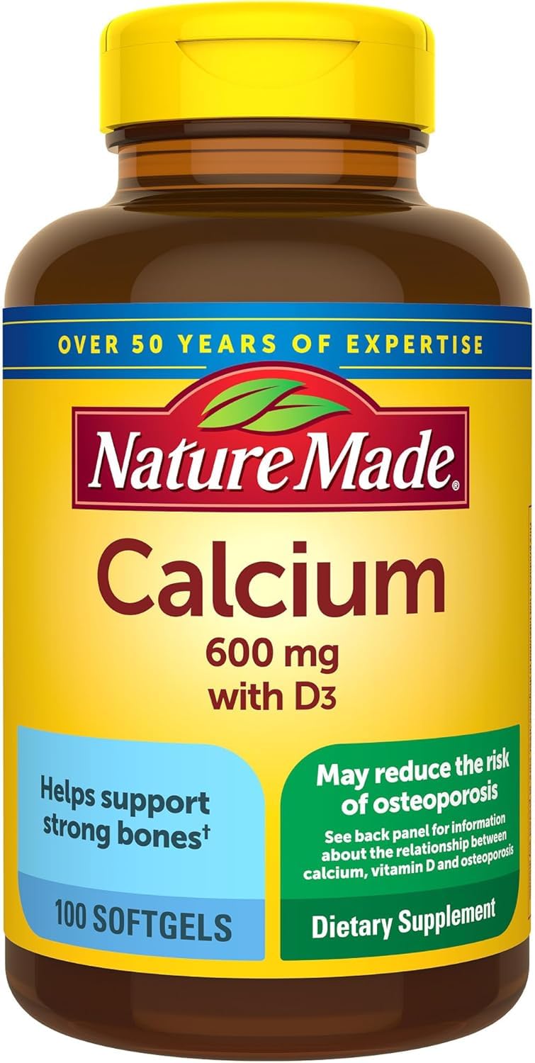 Nature Made Calcium 600 mg avec Vitamine D gélules liquides, vue de face