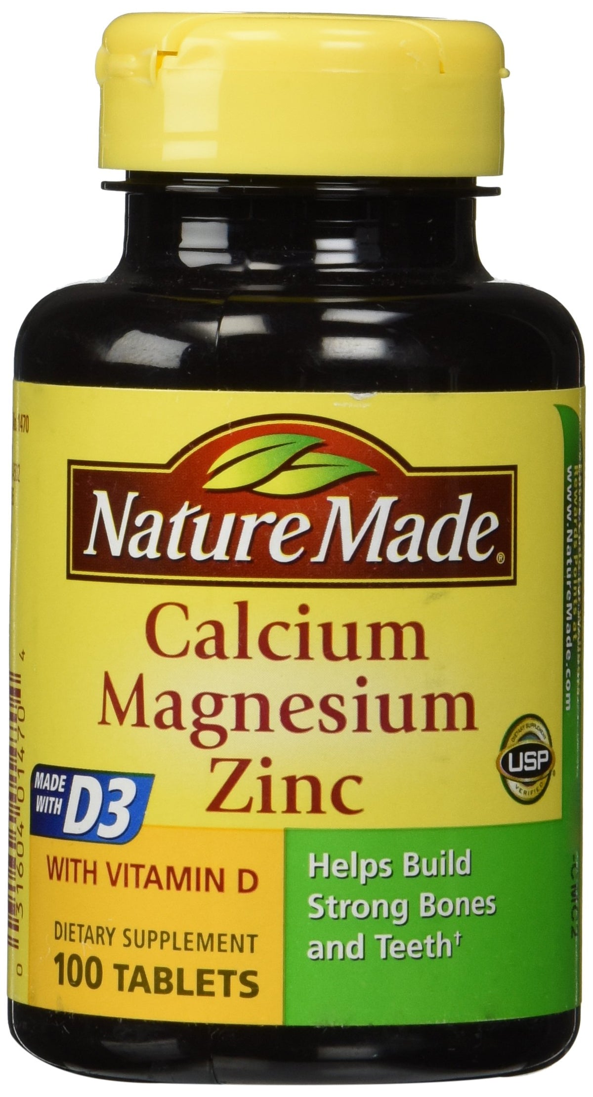 Nature Made Calcium Magnésium Zinc 100 comprimés, vue de face
