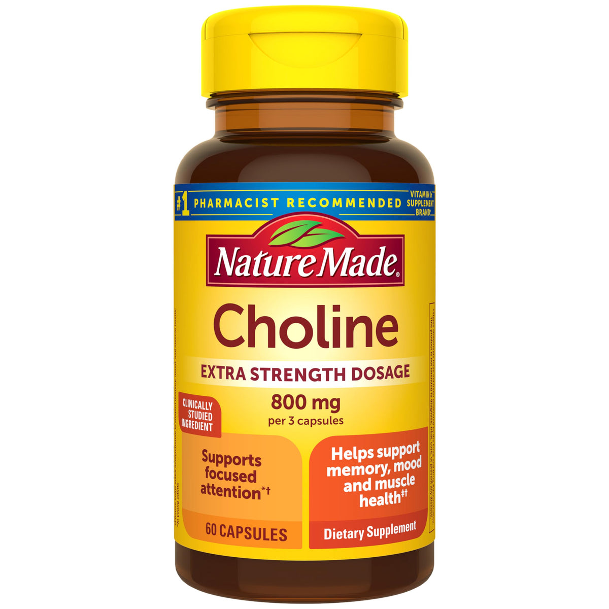 Nature Made Choline 800 mg 60 capsules vue de face