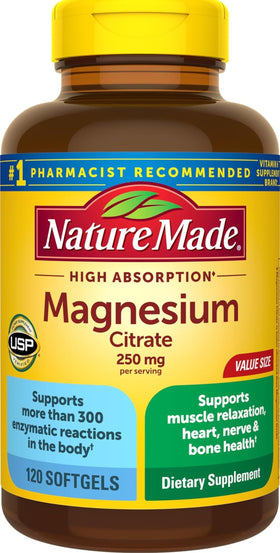 Nature Made Citrate de Magnésium 250 mg gélules molles avant