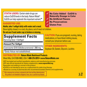 Nature Made CoQ10 200mg, flacon ouvert avec gélules
