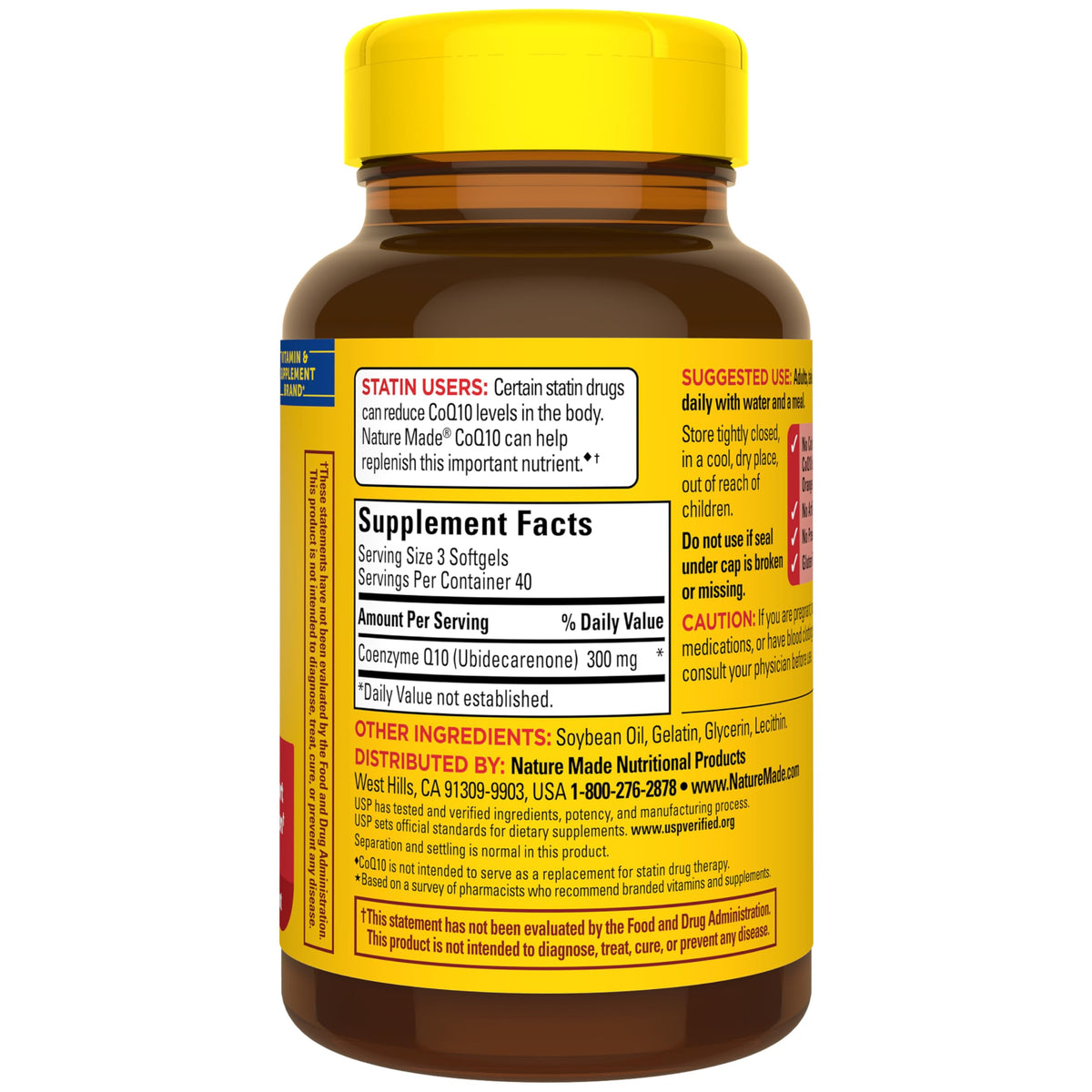 Nature Made CoQ10 300 mg flacon ouvert avec gélules