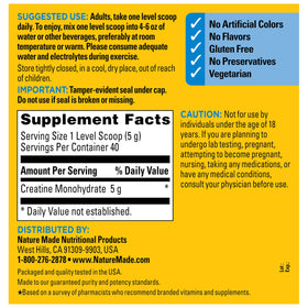 Nature Made Créatine Monohydrate en usage avec un shaker