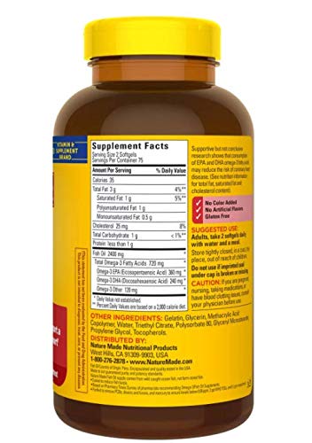 Nature Made Huile de Poisson Burp-Less 1200mg capsules sur fond blanc