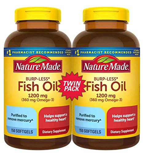 Nature Made Huile de Poisson Burp-Less 1200mg flacon de 150 capsules