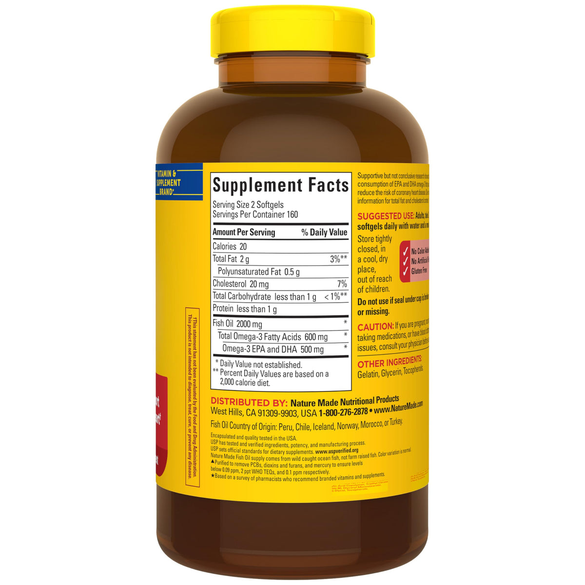 Nature Made Huile de Poisson Omega 3 1000 mg sur une table