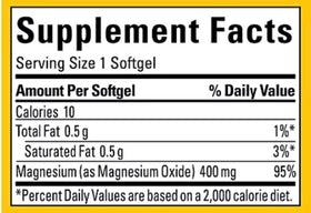 Nature Made Magnésium 400 mg gélules liquides, vue arrière