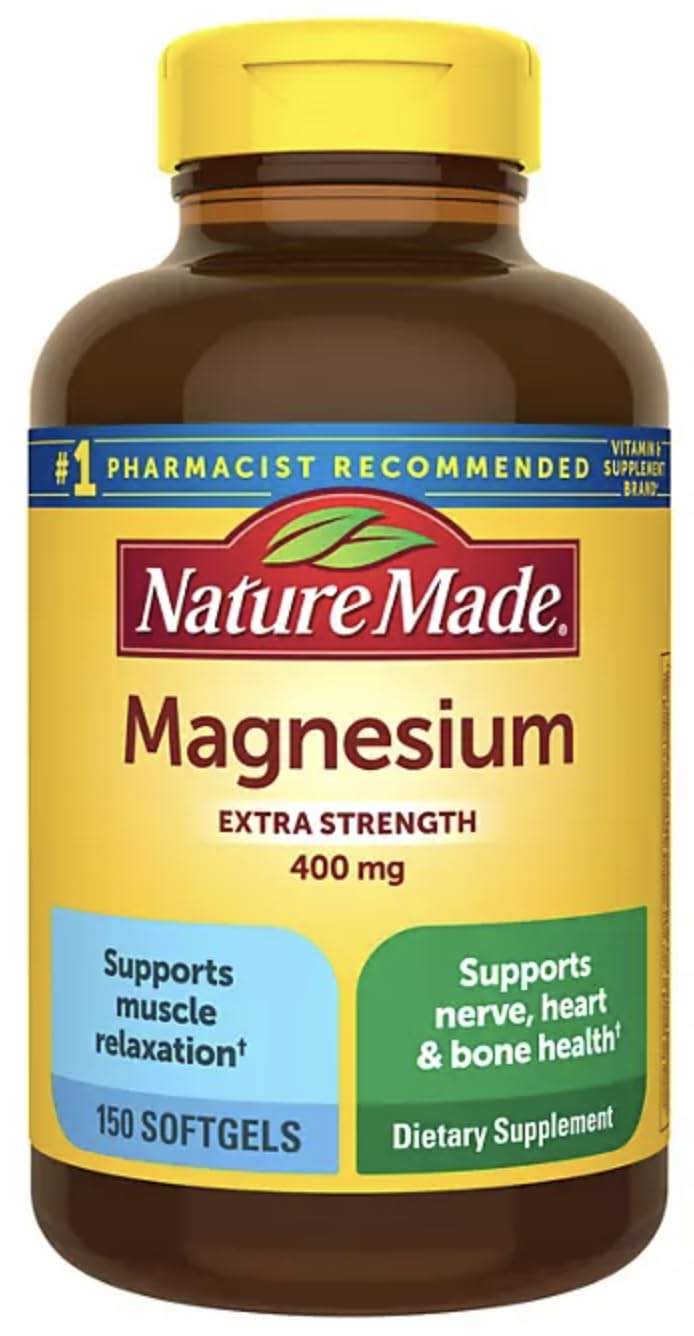 Nature Made Magnésium 400 mg gélules liquides, vue de face