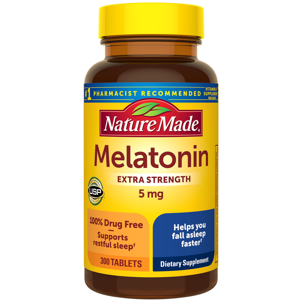 Nature Made Melatonine 5mg 300 Tablettes vue de face