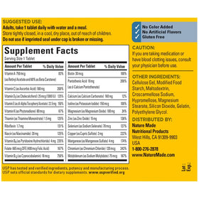 Nature Made Multivitamines pour Hommes, présentation des comprimés