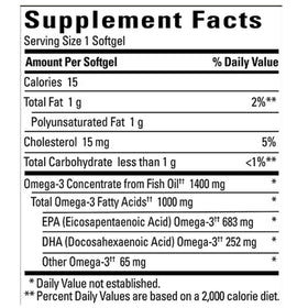 Nature Made Omega-3 1400 mg gélules, vue de côté avec étiquette