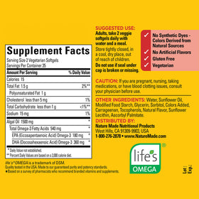 Nature Made Omega 3 Algue 540mg gélules avec verre d'eau