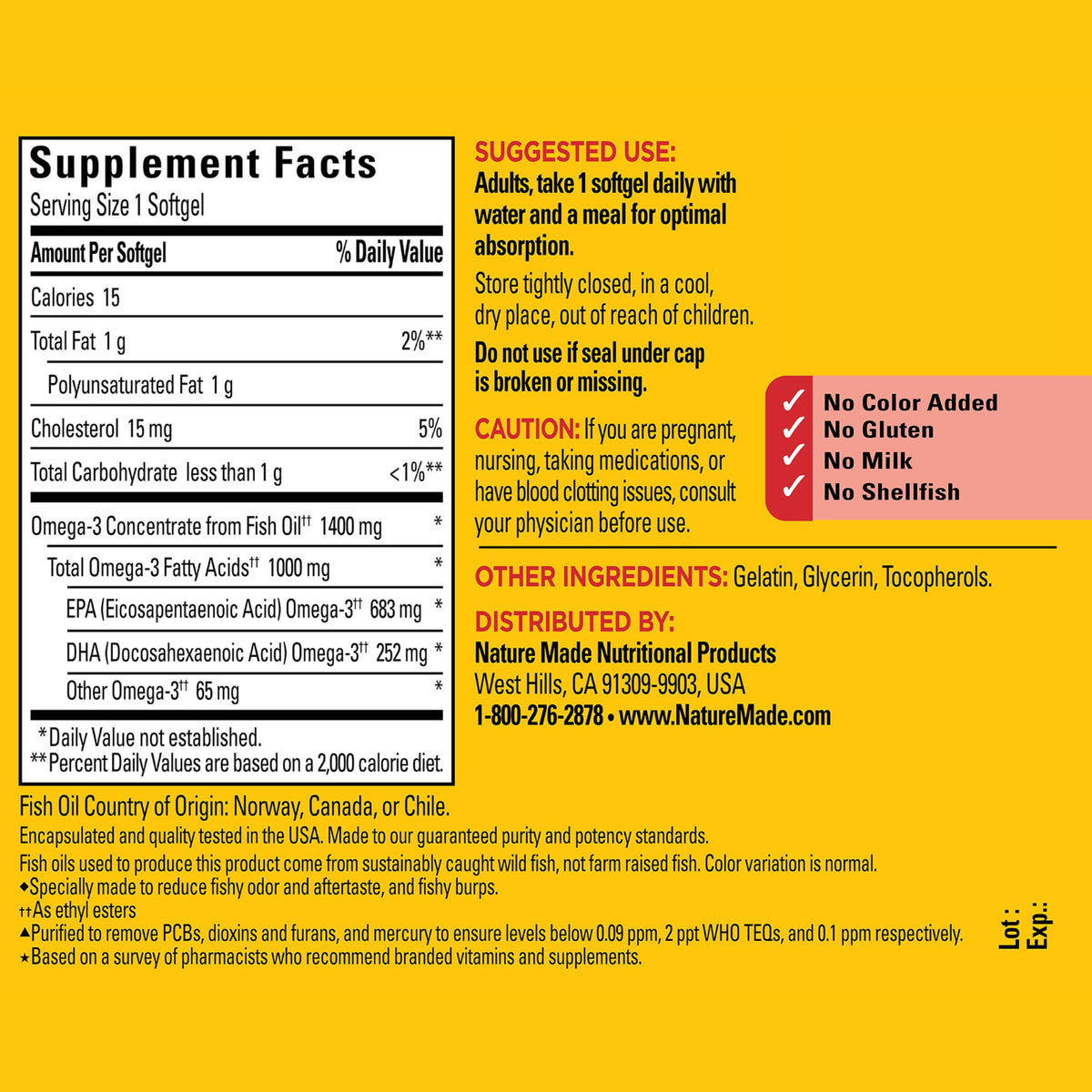 Nature Made Omega-3 gélules sur une table en bois