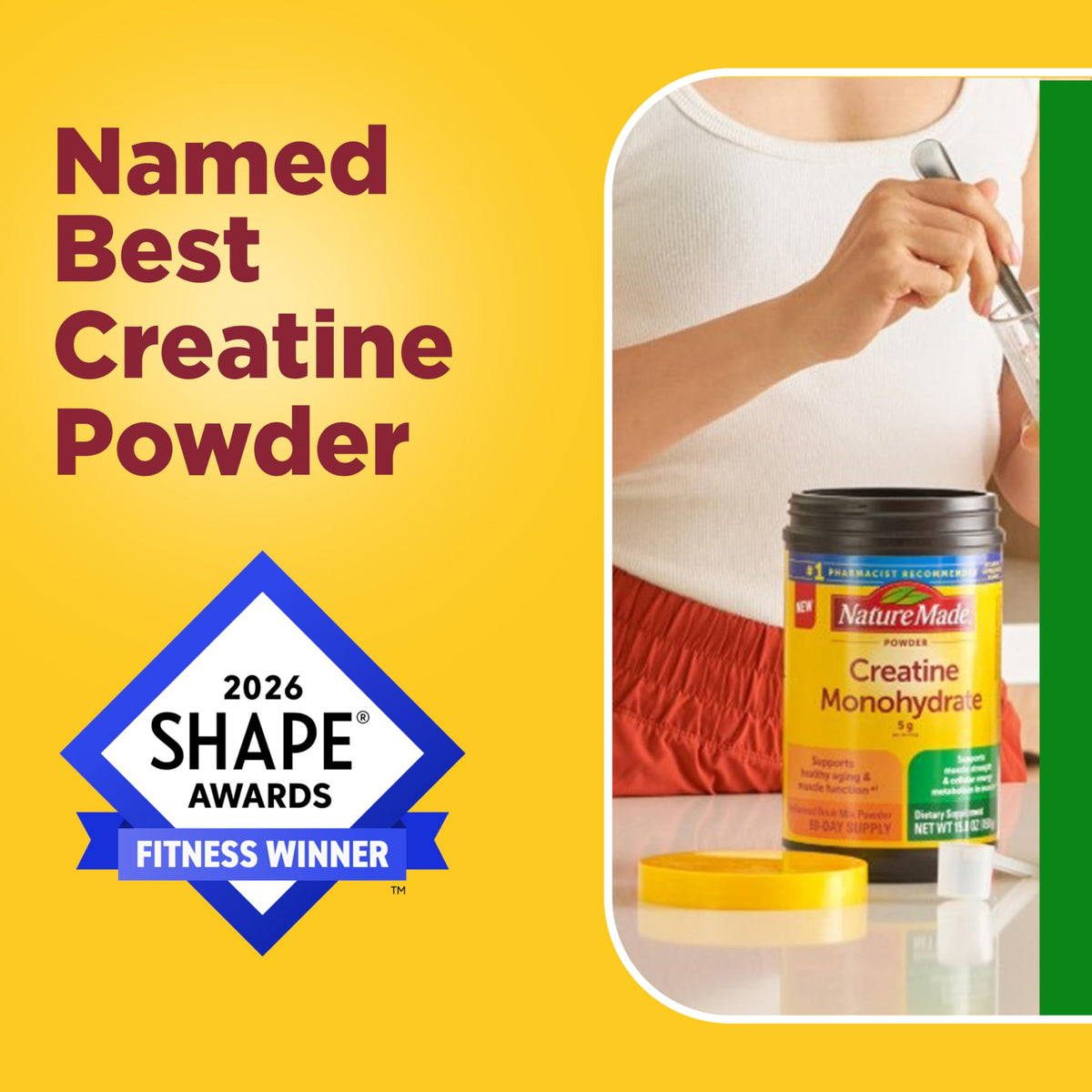 Nature Made Poudre de Créatine Monohydrate 450 g avec cuillère incluse