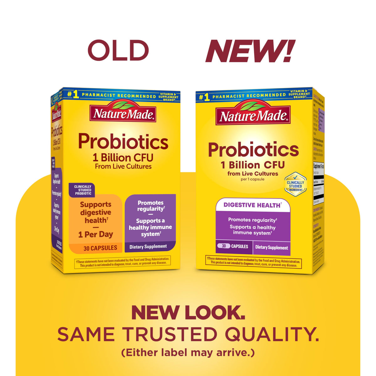 Nature Made Probiotiques Capsules 30 unités, vue arrière de l'emballage