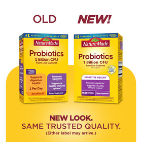 Nature Made Probiotiques Capsules 30 unités, vue arrière de l'emballage