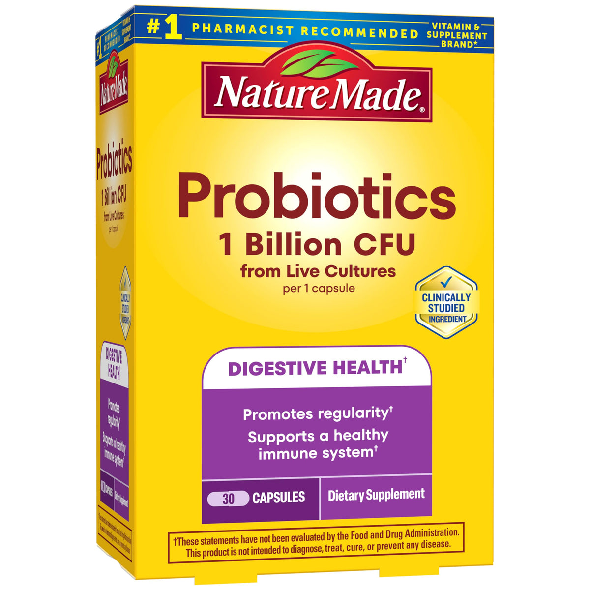 Nature Made Probiotiques Capsules 30 unités, vue avant de l'emballage