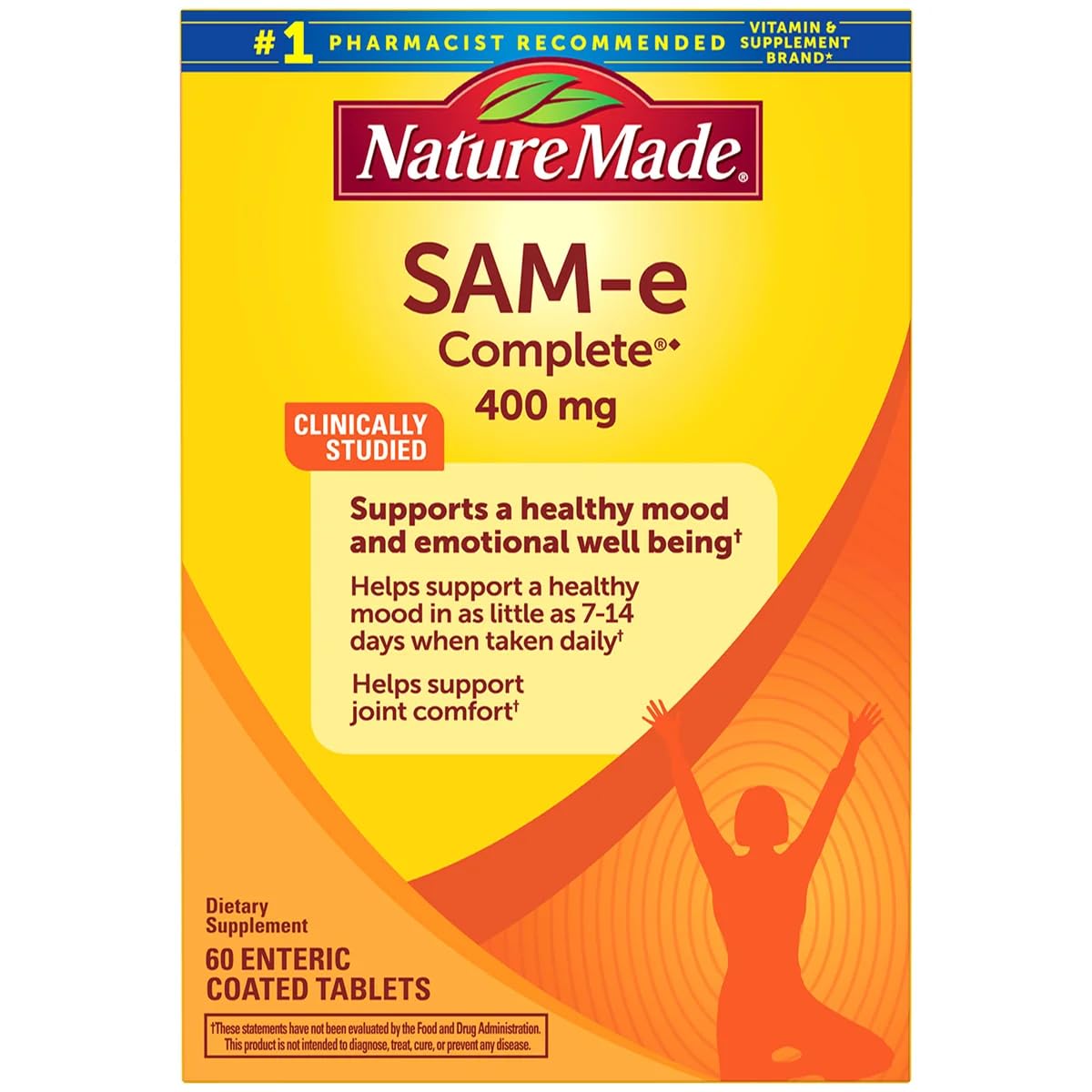 Nature Made SAM-e Complete 400 mg 60 comprimés enrobés, vue de face