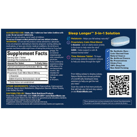 Nature Made Sommeil 10mg Melatonine comprimés avec étiquette visible