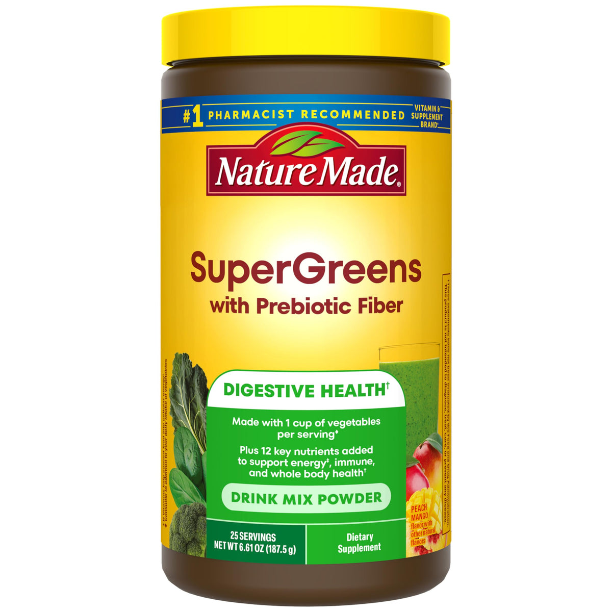 Nature Made Super Greens Poudre 245g vue de face avec emballage