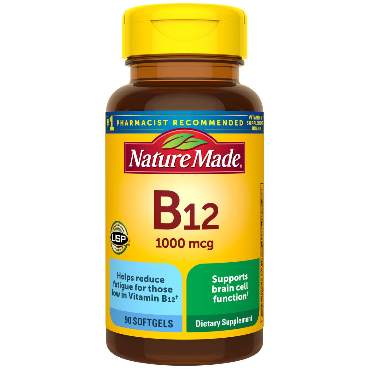 Nature Made Vitamine B12 1000 mcg gélules devant la bouteille