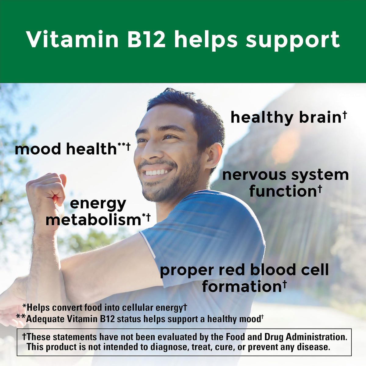 Nature Made Vitamine B12 1000 mcg prise avec un verre d'eau