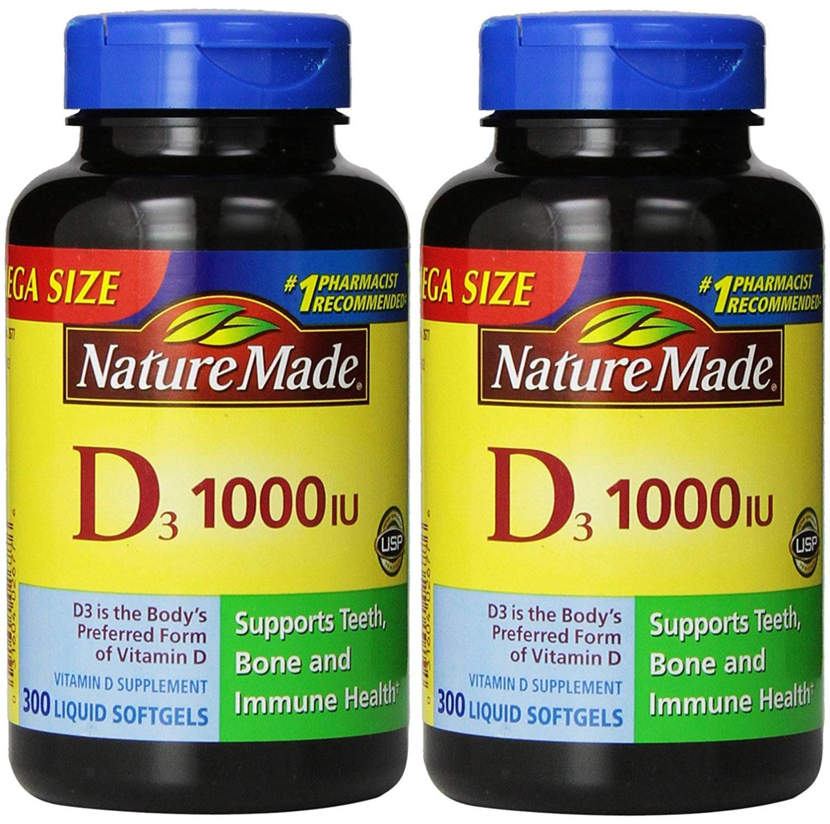 Nature Made Vitamine D3 1000 IU 600 gélules molles vue de face