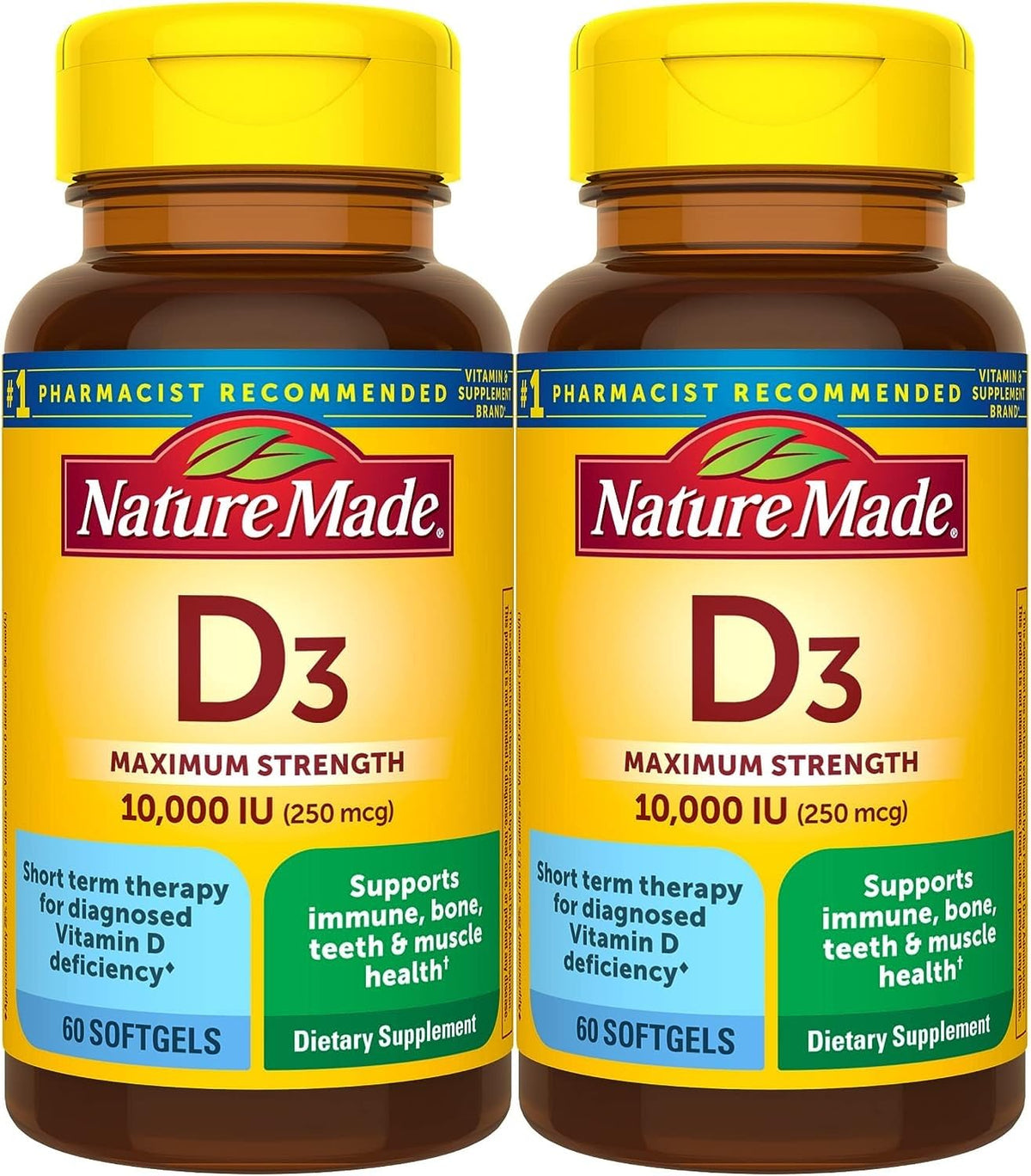 Nature Made Vitamine D3 10000 IU pack de 2 softgels vue de face