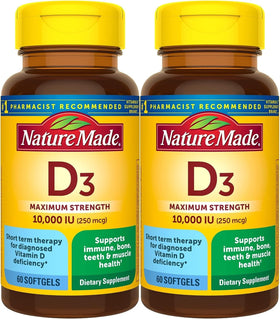 Nature Made Vitamine D3 10000 IU pack de 2 softgels vue de face