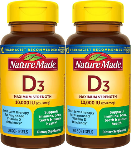 Nature Made Vitamine D3 10000 IU pack de 2 softgels vue de face