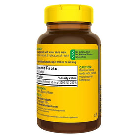 Nature Made Vitamine D3 2000 IU gélules souples vue de côté