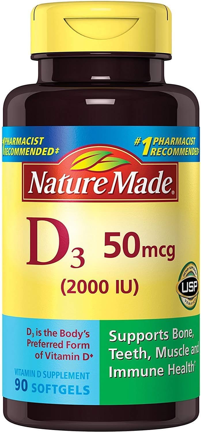 Nature Made Vitamine D3 2000 UI gélules liquides, boîte de 90 gélules
