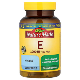 Nature Made Vitamine E 1000 IU gélules 60 Ct, vue de face