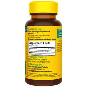 Nature Made Vitamine K2 100 mcg gélules ouvertes pour montrer le produit