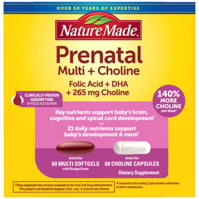 Nature Made Vitamines Prénatales 60 capsules avec goût orange