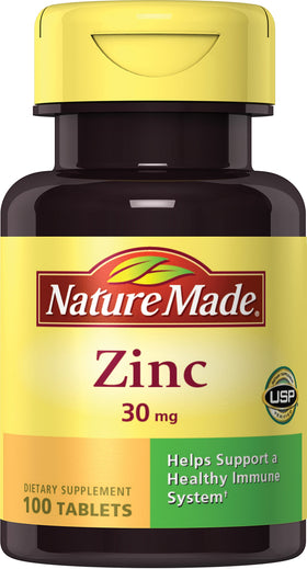 Nature Made Zinc 30mg boîte de 100 comprimés vue de face