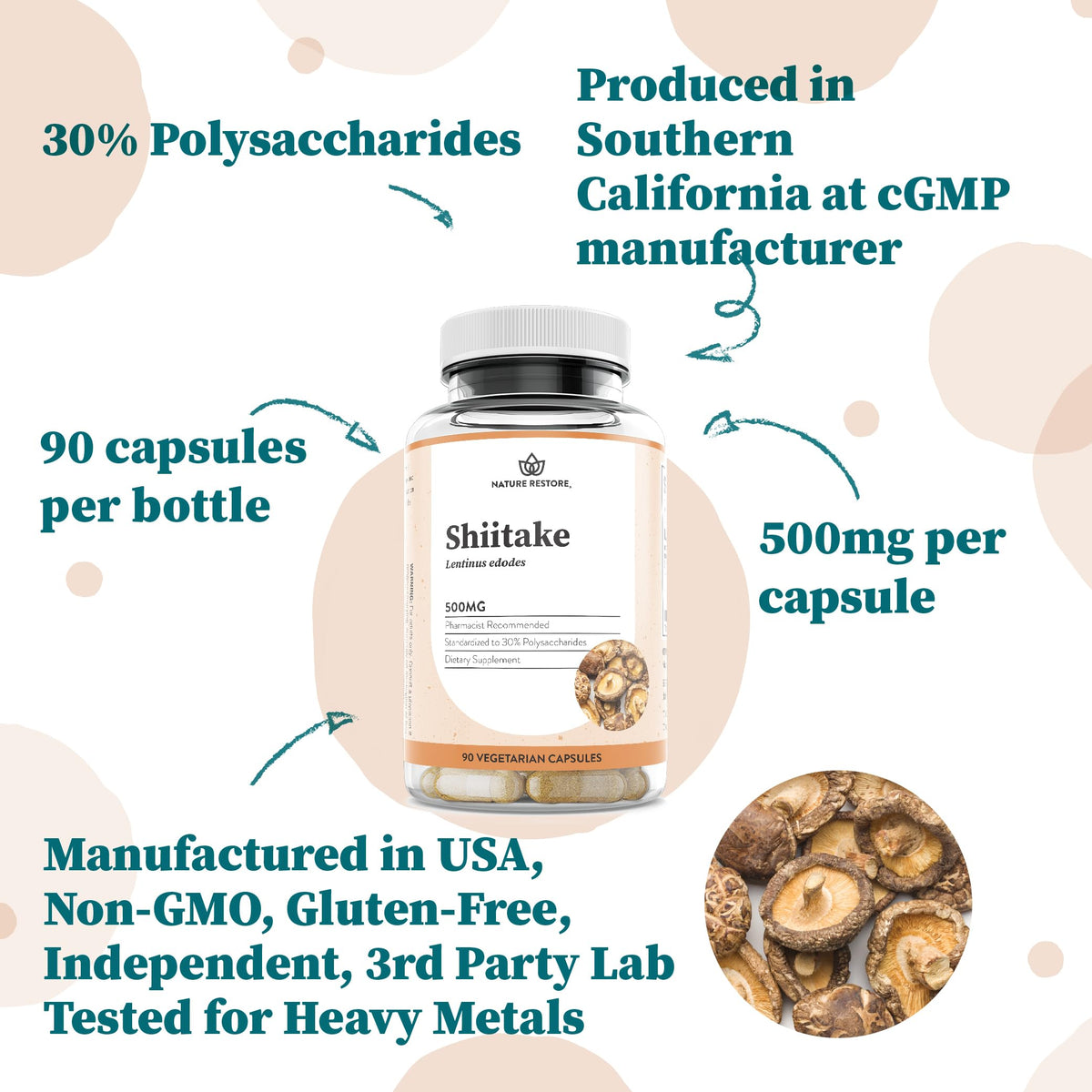 Nature Restore Shiitake flacon sur une table en bois