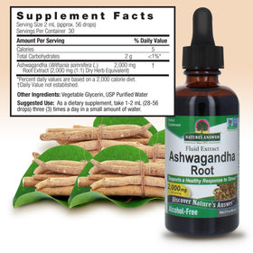 Nature's Answer Ashwagandha Racine 2000 mg Extrait Pur étiquette