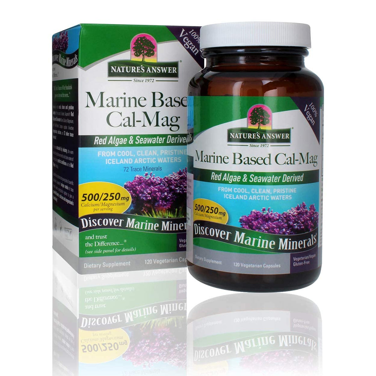 Nature's Answer Calcium Magnésium Marin 500mg capsules végétariennes
